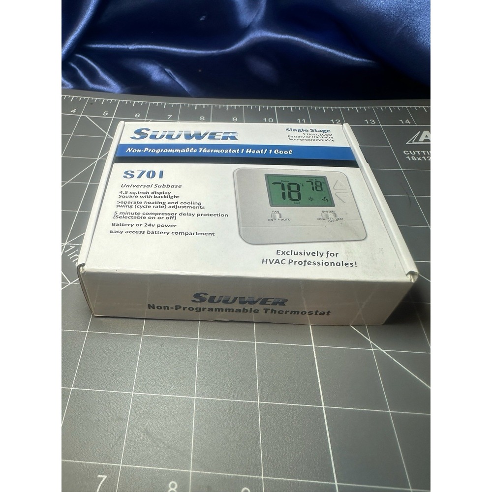SUUWER S701 Non-Programmable Thermostat Single Stage Heat/Cool-Universal Subbase
